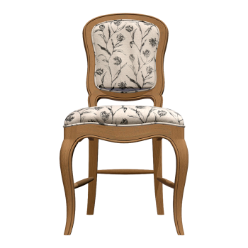 美式田园风复古花纹布艺软包实木餐椅