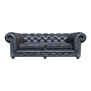 复古做旧美式黑色真皮多沙发多人位直排沙发