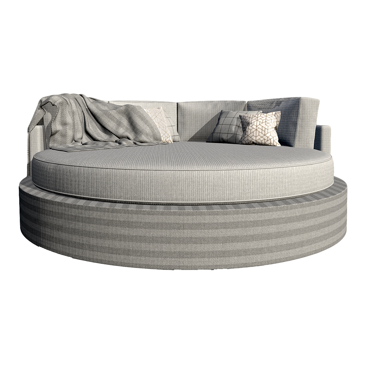 现代北欧轻奢简约浅灰色布艺靠背沙发圆床 | 北欧风,简约,轻奢,现代,布艺床,布艺靠背床,圆床,布艺沙发床,圆形沙发床,浅色布艺床,3D模型,3D打印,3D素材,obj,glTF,fbx,dae,stl,3ds,glb,usdz,3dmax,blender模型,VisionPro,3D建模,3D扫描,3d打印模型