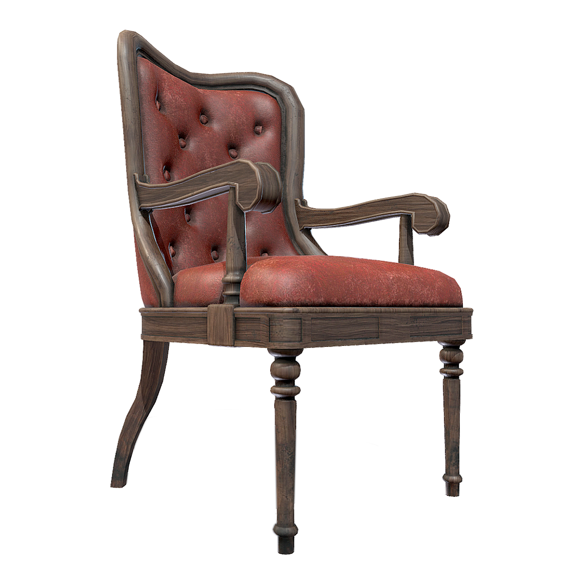 复古做旧美式红色真皮软包沙发椅实木靠背椅 | 做旧,复古,靠背椅,餐椅,美式家具,扶手椅,实木沙发椅,皮革沙发椅,拉扣沙发椅,真皮软包沙发椅,3D模型,3D打印,3D素材,obj,glTF,fbx,dae,stl,3ds,glb,usdz,3dmax,blender模型,VisionPro,3D建模,3D扫描,3d打印模型