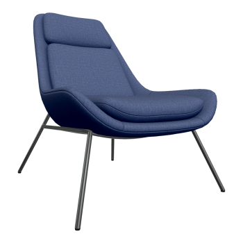 简约北欧风深蓝色布艺软包靠背休闲椅