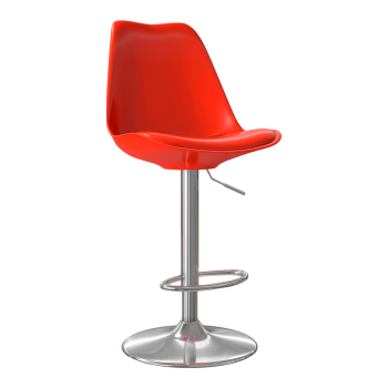 现代简约红色塑料靠背椅高脚升降前台椅