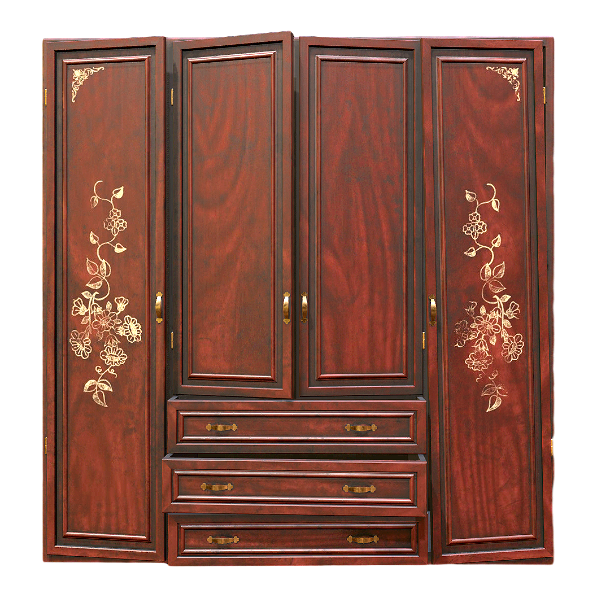 做旧复古中式印花红木衣柜收纳储物柜 | 做旧,收纳柜,储物柜,实木柜,一体式衣柜,实木衣柜,墙边柜,红木衣柜,中式衣柜,老式衣柜,3D模型,3D打印,3D素材,obj,glTF,fbx,dae,stl,3ds,glb,usdz,3dmax,blender模型,VisionPro,3D建模,3D扫描,3d打印模型