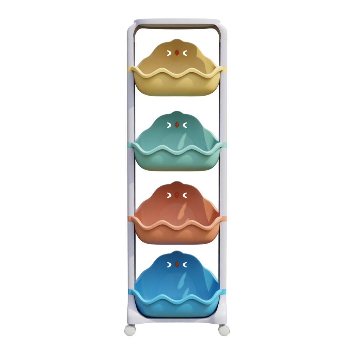 PVC卡通彩色小鸡动物多层置物架置物篮 | 收纳架,儿童家具,多层置物架,儿童房家具,置物篮,可移动置物架,塑料置物架,玩具收纳架,PVC材质,塑料收纳架,3D模型,3D打印,3D素材,obj,glTF,fbx,dae,stl,3ds,glb,usdz,3dmax,blender模型,VisionPro,3D建模,3D扫描,3d打印模型