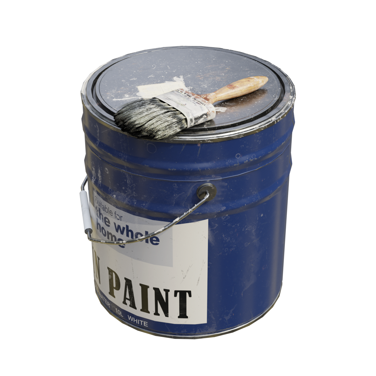 蓝色油漆桶木头外墙涂料乳胶漆木刷 | 蓝色,油漆,油漆桶,木刷,外墙涂料,乳胶漆,涂料,油漆涂料,颜料,油漆罐,3D模型,3D打印,3D素材,obj,glTF,fbx,dae,stl,3ds,glb,usdz,3dmax,blender模型,VisionPro,3D建模,3D扫描,3d打印模型