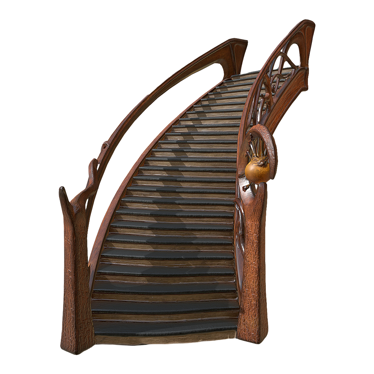 幻想风格黑松木旋转楼梯 | 楼梯,楼梯3D模型,旋转楼梯,木制楼梯,室内楼梯,幻想风格,黑松木构件,实木构件,3D模型,3D打印,3D素材,obj,glTF,fbx,dae,stl,3ds,glb,usdz,3dmax,blender模型,VisionPro,3D建模,3D扫描,3d打印模型