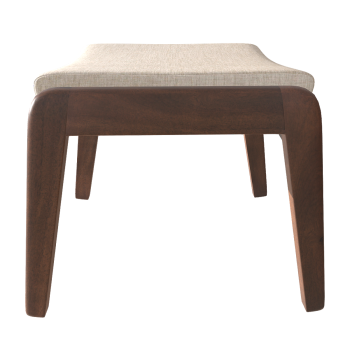 欧式现代米白色棉绒坐垫胡桃木矮凳