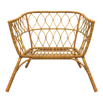 欧式经典风斜倚藤制扶手椅