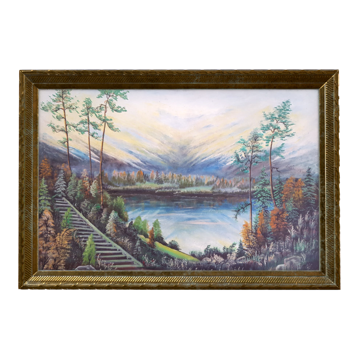 北欧式复古风雕花画框装裱油画 湖畔小路 | 挂画,油画,复古风,室内装饰,雕花,北欧式,挂画3D模型,雕花画框,装裱画,壁饰,3D模型,3D打印,3D素材,obj,glTF,fbx,dae,stl,3ds,glb,usdz,3dmax,blender模型,VisionPro,3D建模,3D扫描,3d打印模型