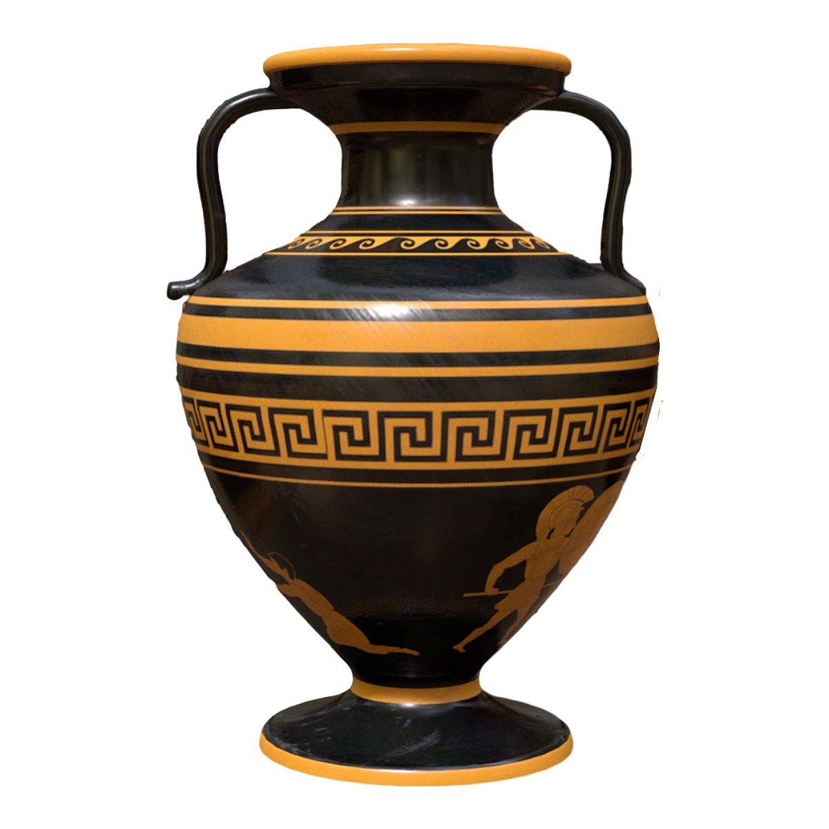 希腊式现代手工艺传统神话纹黑橙黄色双耳花盆 | 现代风,花盆,瓷器3D模型,手工艺品,陶瓷制品,希腊式,希腊神话,黑橙色瓷器,瓷器花盆,双耳花盆,3D模型,3D打印,3D素材,obj,glTF,fbx,dae,stl,3ds,glb,usdz,3dmax,blender模型,VisionPro,3D建模,3D扫描,3d打印模型