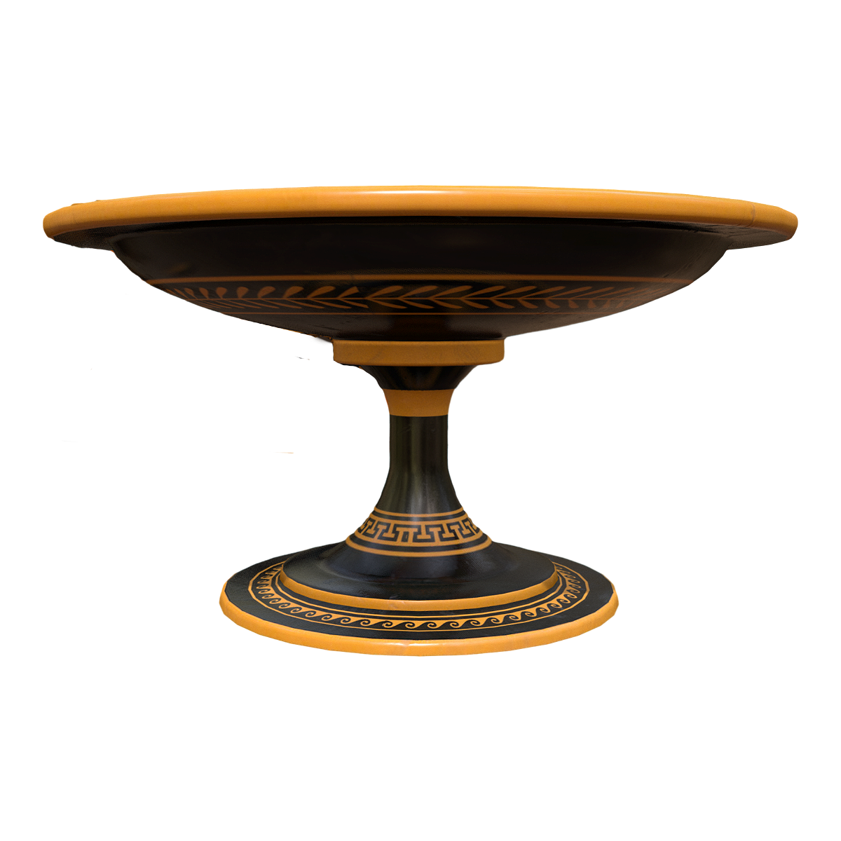 希腊式现代手工艺传统神话纹黑橙黄色高足盘 | 现代风,瓷器3D模型,手工艺品,陶瓷制品,希腊式,希腊神话,希腊传统,黑橙色瓷器,陶瓷盘子,高足盘,3D模型,3D打印,3D素材,obj,glTF,fbx,dae,stl,3ds,glb,usdz,3dmax,blender模型,VisionPro,3D建模,3D扫描,3d打印模型