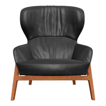 美式现代风黑色真皮沙发椅