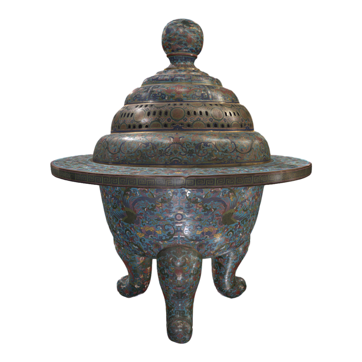 清朝康熙年间制作的《景泰蓝香炉》 | 香炉,博物馆藏品,中国文物,十八世纪文物,康熙年间文物,香炉3D模型,景泰蓝香炉,剑桥大学菲茨威廉博物馆,清朝香炉,金属工艺品,3D模型,3D打印,3D素材,obj,glTF,fbx,dae,stl,3ds,glb,usdz,3dmax,blender模型,VisionPro,3D建模,3D扫描,3d打印模型