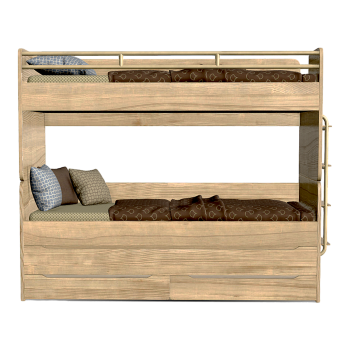 阿呆熊实木双层储物柜儿童床