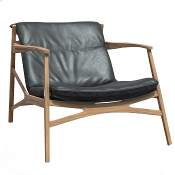 欧式真皮实木靠背扶手椅-黑色