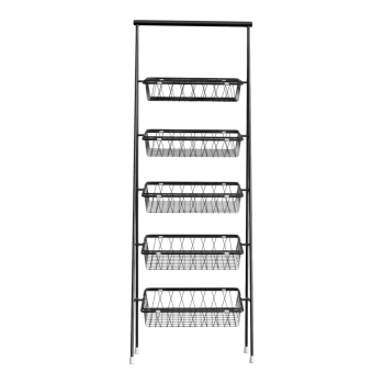 现代简约黑色金属收纳篮架