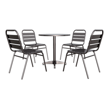 休闲简约黑色金属户外桌椅组合