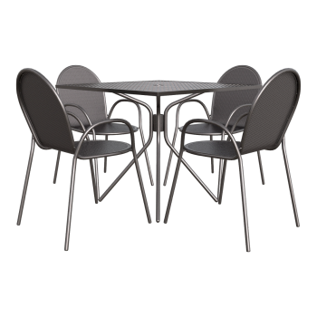 简约休闲户外黑色金属桌椅组合
