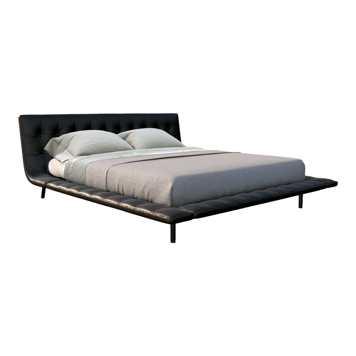 意式轻奢黑色真皮矮床灰色布艺双人床 | 轻奢,床,双人床,布艺,真皮,室内家具,床3D模型,意式,灰色,矮床,3D模型,3D打印,3D素材,obj,glTF,fbx,dae,stl,3ds,glb,usdz,3dmax,blender模型,VisionPro,3D建模,3D扫描,3d打印模型