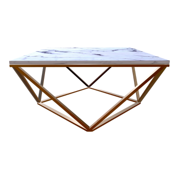 北欧创意金属白色花纹大理石客厅桌茶几