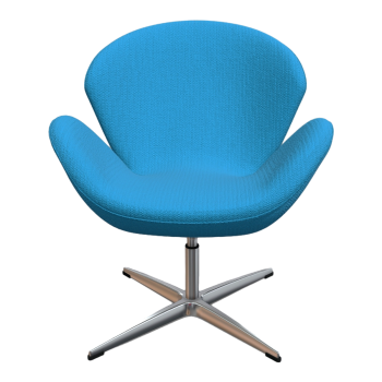 北欧人体工程学设计蓝色布艺旋转椅靠背扶手椅