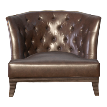 美式深棕色真皮单人高背扶手沙发椅