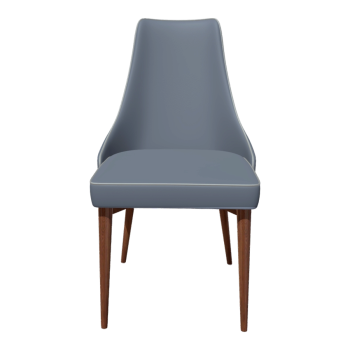 北欧简约实木灰色真皮单人休闲靠背椅