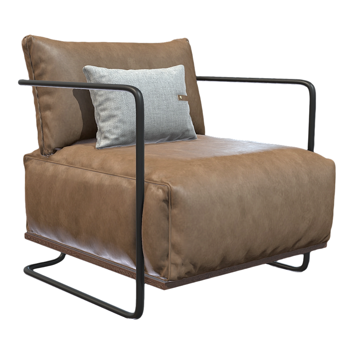 工业风轻奢金属棕色真皮单人沙发椅扶手椅靠枕 | 沙发,工业风,沙发椅,单人沙发,轻奢,金属,真皮,沙发3D模型,室内家具,棕色,3D模型,3D打印,3D素材,obj,glTF,fbx,dae,stl,3ds,glb,usdz,3dmax,blender模型,VisionPro,3D建模,3D扫描,3d打印模型