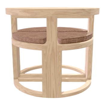 居家创意实木圆桌棕色坐垫椅桌椅拼装组合