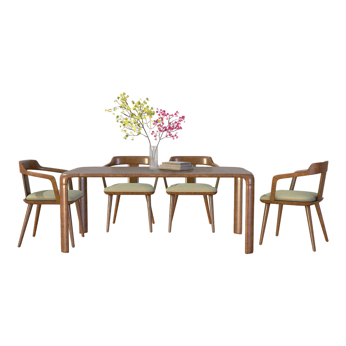 北欧轻奢深棕色实木方桌坐垫牛角椅聚会开会桌椅组合 | 实木,轻奢,方桌,牛角椅,北欧,家具组合,坐垫椅,聚会,深棕色,桌椅3D模型,3D模型,3D打印,3D素材,obj,glTF,fbx,dae,stl,3ds,glb,usdz,3dmax,blender模型,VisionPro,3D建模,3D扫描,3d打印模型