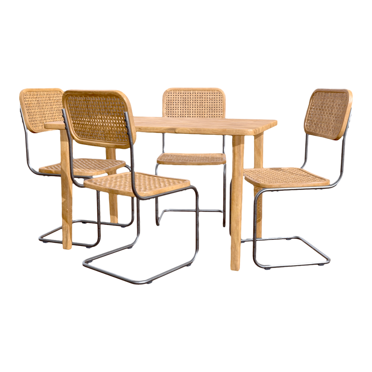 室内户外金属棕色橡木实木藤编聚会吃饭方桌靠背椅桌椅组合 | 实木,桌椅组合,户外,金属,藤编,室内家具,橡木,聚会,棕色,桌椅3D模型,3D模型,3D打印,3D素材,obj,glTF,fbx,dae,stl,3ds,glb,usdz,3dmax,blender模型,VisionPro,3D建模,3D扫描,3d打印模型