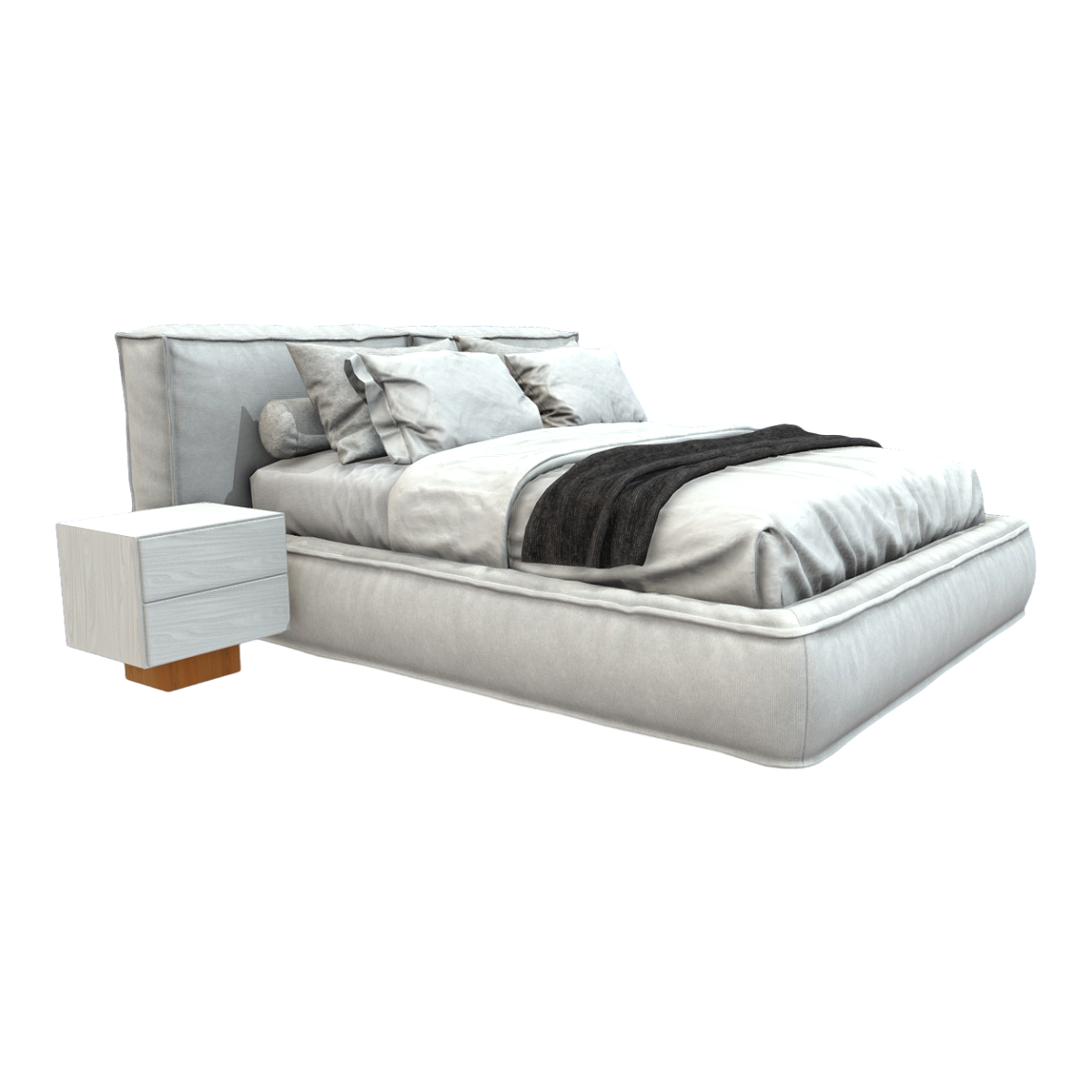 意式胡桃实木白色布艺靠背双人床床头柜 | 实木,胡桃木,白色,双人床,床头柜,布艺,室内家具,床3D模型,意式,靠背床,3D模型,3D打印,3D素材,obj,glTF,fbx,dae,stl,3ds,glb,usdz,3dmax,blender模型,VisionPro,3D建模,3D扫描,3d打印模型