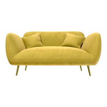 北欧居家金属黄色布艺双人靠背扶手沙发