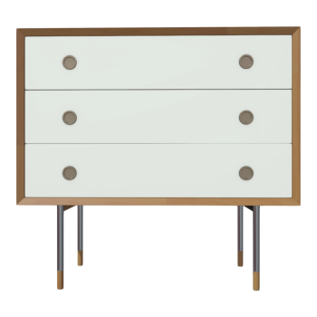 居家客厅卧室棕色橡木实木三层抽屉柜床头柜收纳柜