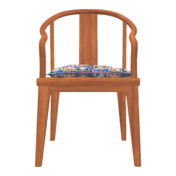 北欧现代家用碎花布艺坐垫胡桃实木靠背扶手镂空椅-椅子