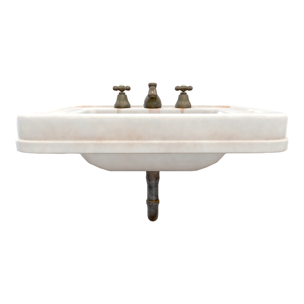 家用卫生间做旧挂墙式金属水管白色陶瓷水龙头洗手池水槽 | 做旧,白色,陶瓷,,家用,洗手池,水龙头,挂墙式,金属水管,3D模型,3D打印,3D素材,obj,glTF,fbx,dae,stl,3ds,glb,usdz,3dmax,blender模型,VisionPro,3D建模,3D扫描,3d打印模型