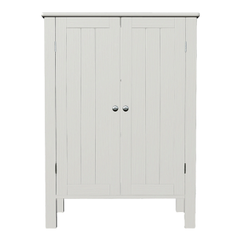 现代卧室落地式金属部件实木白漆双开门衣柜储物柜