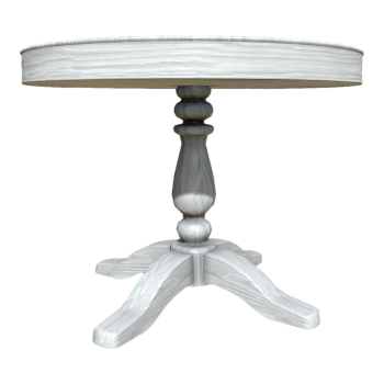 英式居家全实木白漆四脚圆桌餐桌-桌子