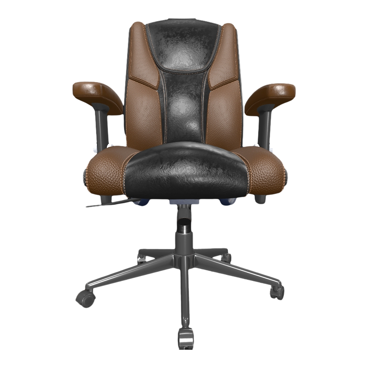 办公居家金属底座支架黑色深棕色双色皮革单人靠背扶手老板椅旋转椅 | 单人椅,旋转椅,椅子3D模型,皮革椅,老板椅,居家,金属支架,靠背扶手椅,金属底座,双色皮革,3D模型,3D打印,3D素材,obj,glTF,fbx,dae,stl,3ds,glb,usdz,3dmax,blender模型,VisionPro,3D建模,3D扫描,3d打印模型