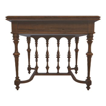 北欧全黑胡桃实木雕刻方桌四脚桌方桌-餐桌