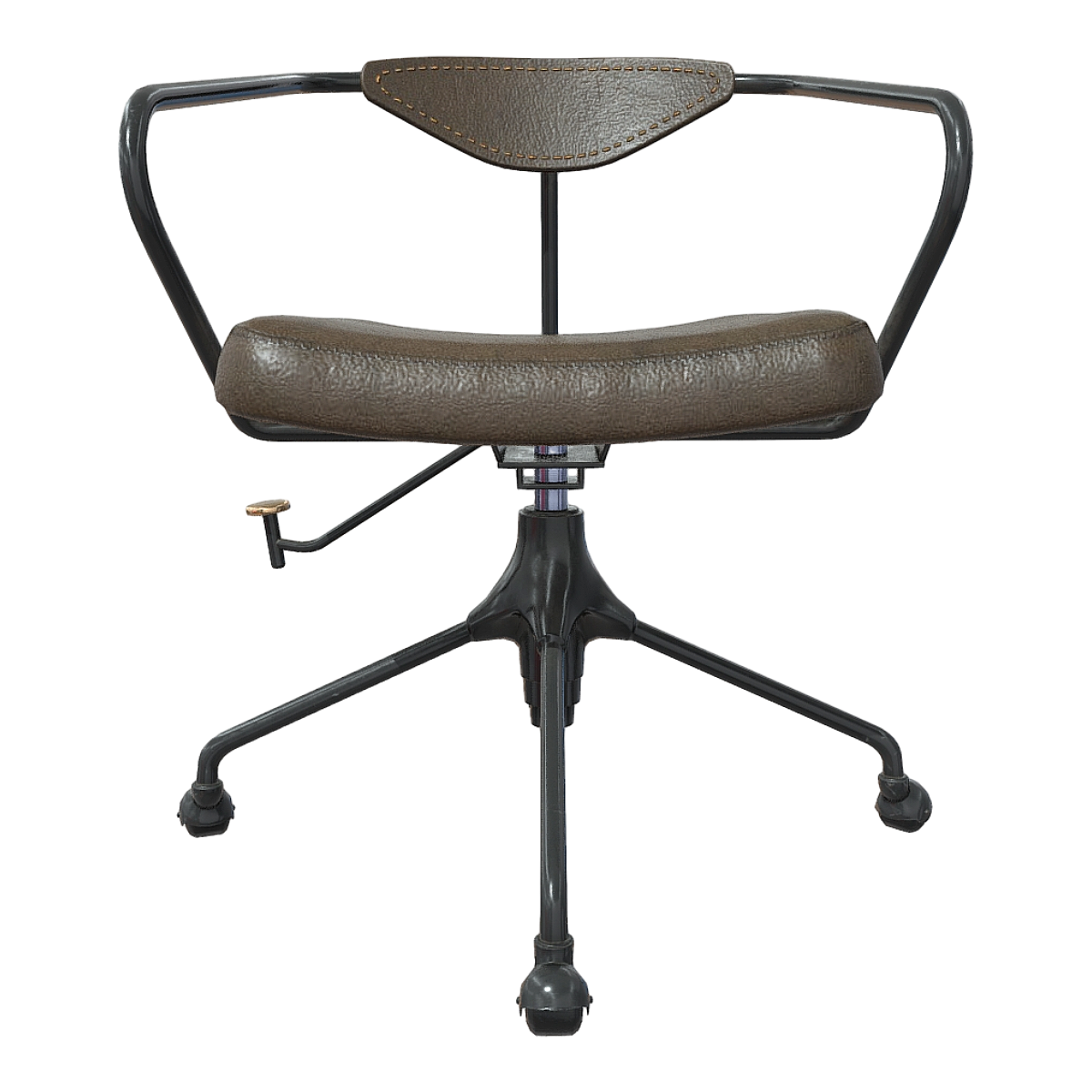 办公金属四脚支架万向轮深棕色皮革单人坐垫靠背扶手镂空设计办公椅 | 单人椅,办公椅,椅子3D模型,坐垫椅,皮革椅,靠背扶手椅,深棕色皮革,金属四脚支架,万向轮,升降旋转椅,3D模型,3D打印,3D素材,obj,glTF,fbx,dae,stl,3ds,glb,usdz,3dmax,blender模型,VisionPro,3D建模,3D扫描,3d打印模型