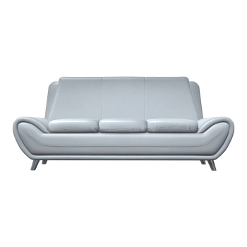 北欧简约客厅金属四脚底座灰色皮革坐垫三人靠背沙发