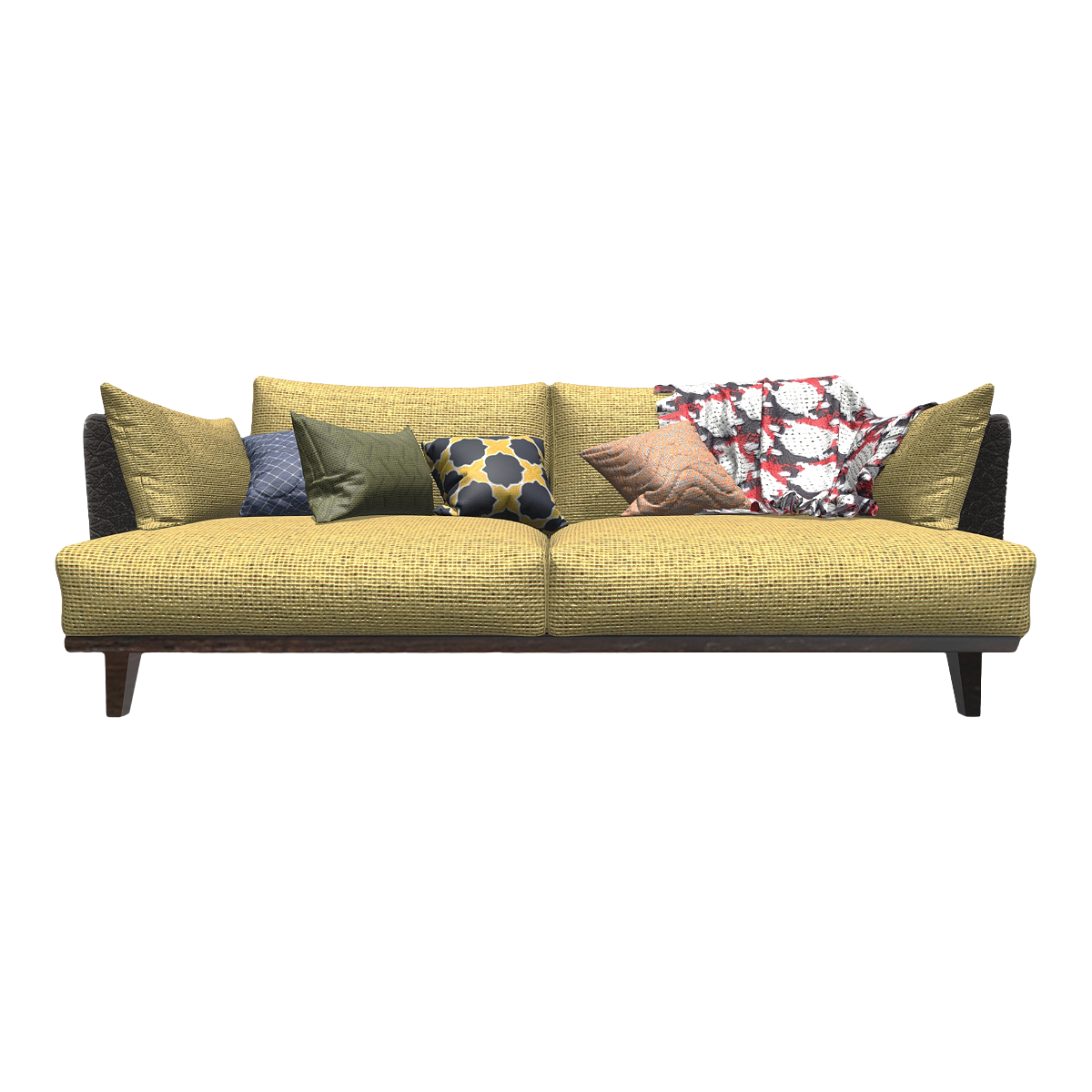 北欧客厅黄色布艺双人靠背扶手沙发 | 北欧,双人沙发,沙发3D模型,室内家具,布艺沙发,豆腐块沙发,靠背扶手沙发,黄色布艺,黑色皮革框架,红胡桃木底座,3D模型,3D打印,3D素材,obj,glTF,fbx,dae,stl,3ds,glb,usdz,3dmax,blender模型,VisionPro,3D建模,3D扫描,3d打印模型