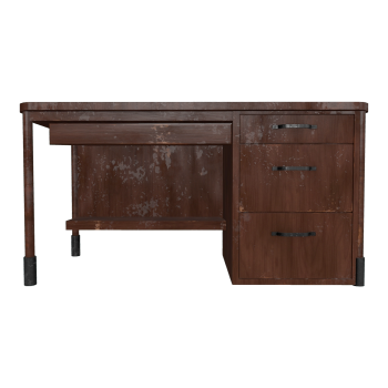 办公家用黑胡桃木单人抽屉办公桌-单人办公桌