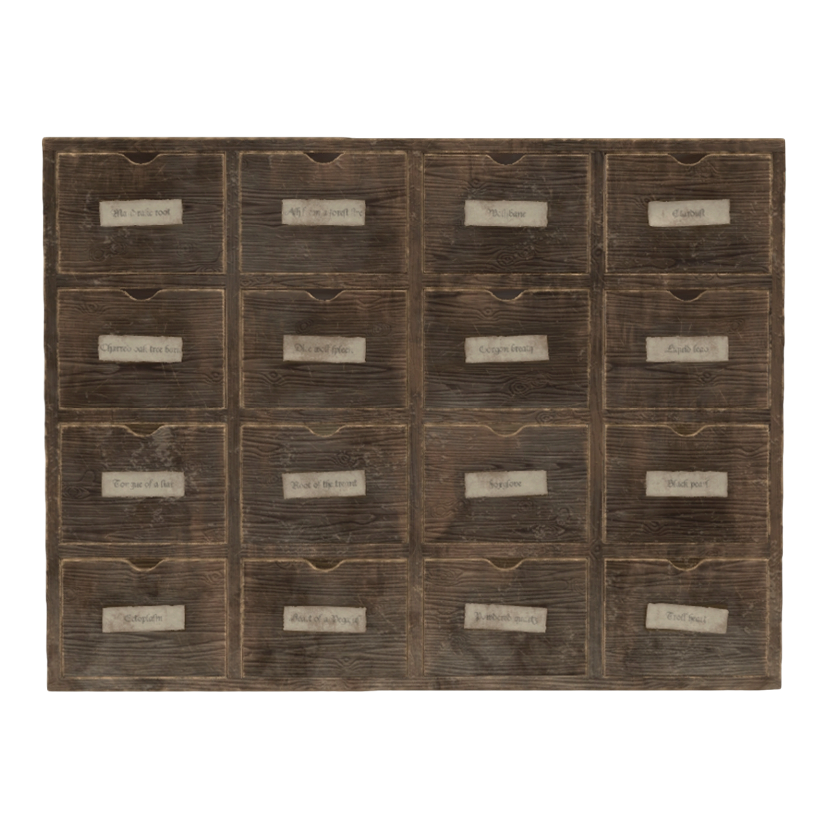 北欧炼金术黑胡桃木原料货架抽屉柜 | 抽屉柜,收纳柜,储物柜,实木柜,北欧,柜子3D模型,黑胡桃木,多层柜,原材料柜,炼金术,3D模型,3D打印,3D素材,obj,glTF,fbx,dae,stl,3ds,glb,usdz,3dmax,blender模型,VisionPro,3D建模,3D扫描,3d打印模型