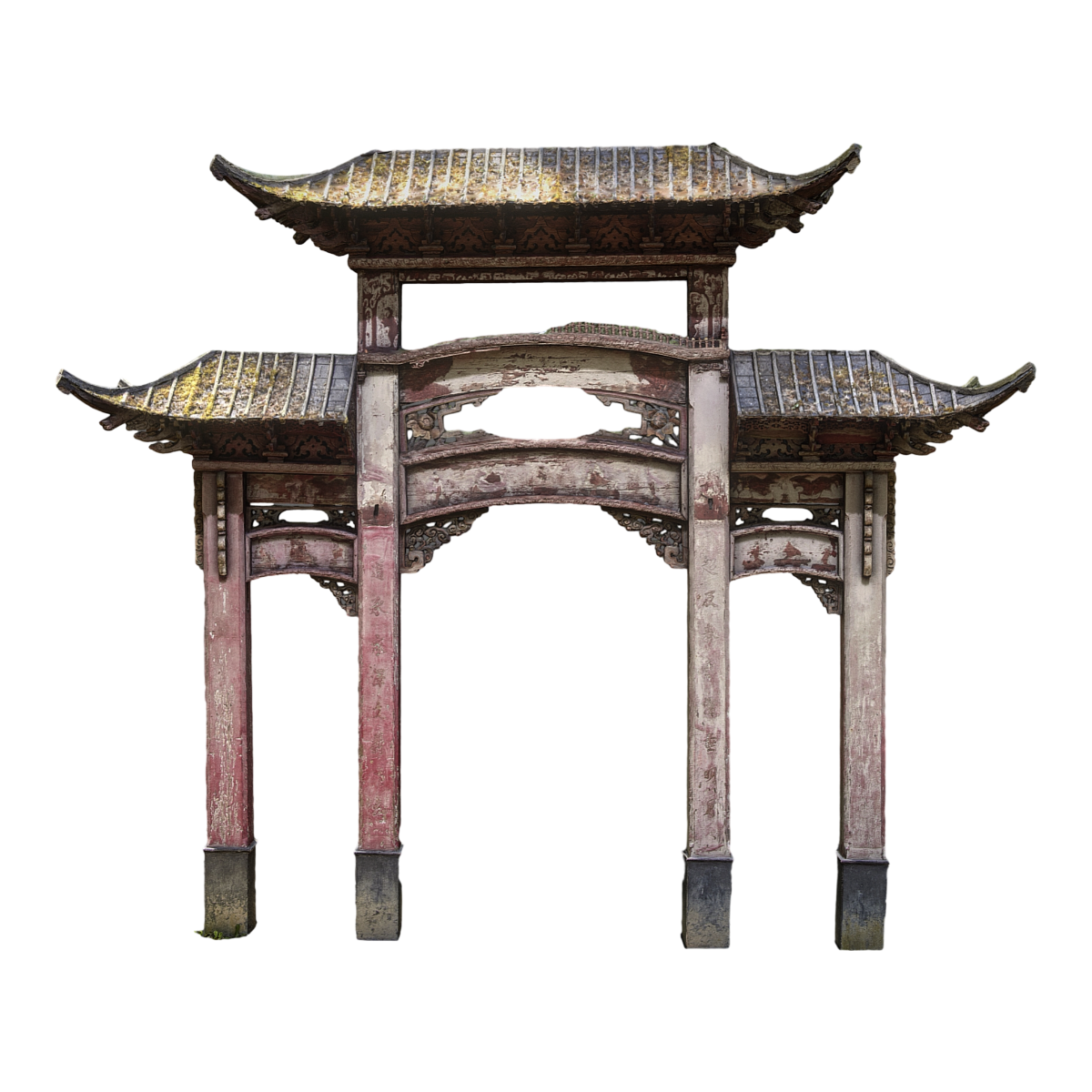 中式古典做旧户外牌楼 | 做旧,建筑,古典,中式,牌楼,牌楼3D模型,户外场景,场景建筑,实木柱,瓦片顶,3D模型,3D打印,3D素材,obj,glTF,fbx,dae,stl,3ds,glb,usdz,3dmax,blender模型,VisionPro,3D建模,3D扫描,3d打印模型